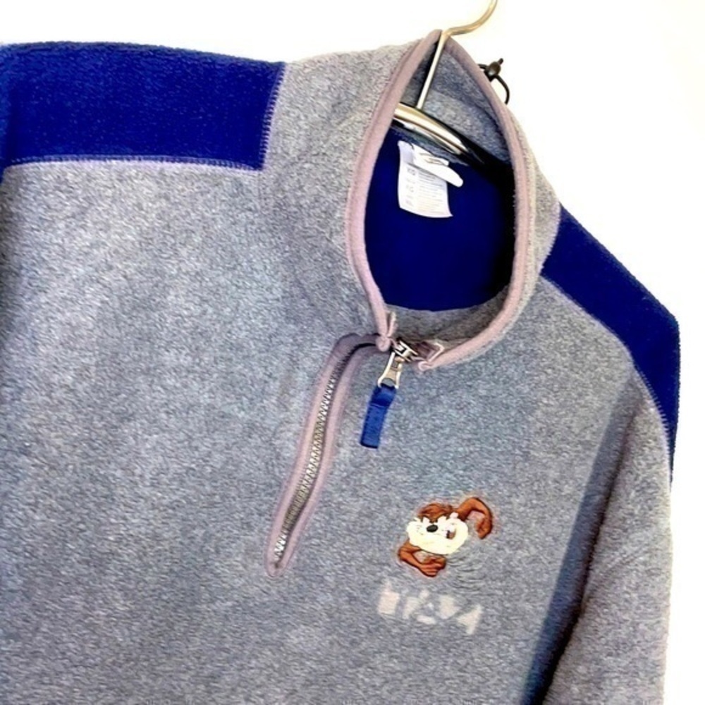 WARNER BROS. | VINTAGE Men’s Gray Quarter Zip Crewneck Sweatshirt Size XL.